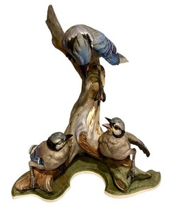 SR - Porcelain Bird Figurine - Vintage BOEHM Blue Jays Model 466