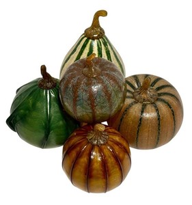 SR - Blown Art Glass Gourds & Pumpkins - Mono Glass Studio (Lot of 5)