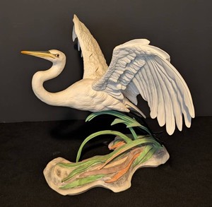 Porcelain Egret Figurine - Boehm the Great Egret Signed 657