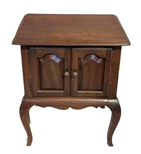 MB - Vintage Wood Side Table Cabinet With Cabriole Legs
