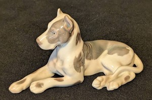 MB - Vintage Bing & Grondahl Denmark Porcelain Reclining Great Dane Figurine #2190
