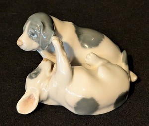 Vintage Royal Copenhagen Playing Pointer Puppies Porcelain Figurine - Model #453