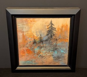 MB - Framed Encaustic Ceramic Tile - Judith Bergerson Moonrise 7