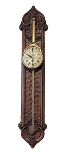 MB - Vintage German Anno 1750 Ornate Carved Wood Wall Clock