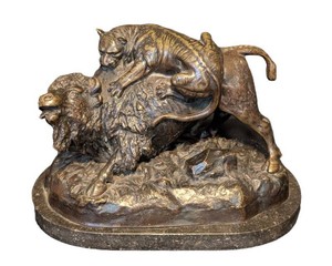MB - Bronze Buffalo Sculpture