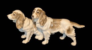 MB - Porcelain Spaniel Figurine - Hutschenreuther Two-Dog Sculpture