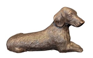 MB - Bronze Dog Sculpture - Reclining Textured Fur Form