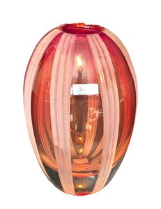 MB - Crystal Vase - Waterford Evolution Pink Ribbed