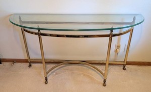 B1 - Vintage Glass-Top Brass Console Table