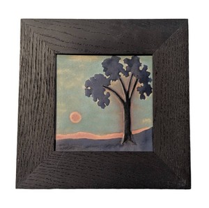 MB - Stone Hollow Ceramic Wall Art Tile - Stone Hollow Framed Tree Landscape