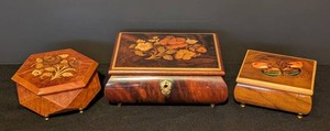 MB - Music Box Collection - Vintage Reuge Wooden Boxes (Lot of 3)