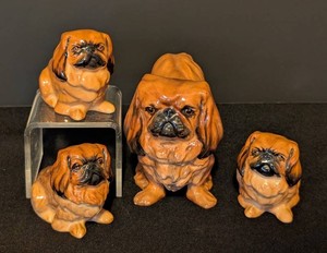 MB - Vintage Royal Doulton Pekingese Dog Figurine Collection - Set of 4 Ceramic K6 & HN1012