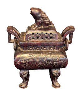 MB - Incense Holder - Bronze Color Resin Figural Design