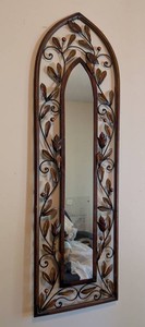 MB - Decorative Metal Wall Mirror - Arched Floral Scrollwork