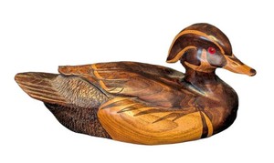 LR - Marv Meyer Hand-Carved Wood Duck Drake Decoy