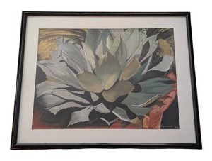 SR - Pastel Agave Painting - Signed Framed Artwork 23 X 29 in