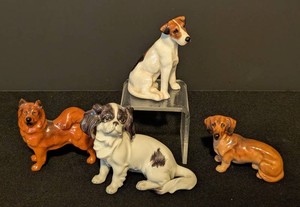 LR - Vintage Porcelain Dog Figurines - Royal Doulton Bone China (Lot of 4)