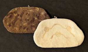 Vintage Beaded Clutch Purses - Cream & Brown Pair (Lot of 2)