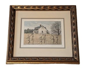 SR - Colored Etching Print - Cornstalks Signed & Numbered 163200 Framed