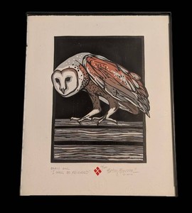 Woodblock Print - Betsy Bowen Barn Owl Signed 175250
