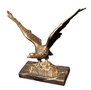 LR - Bronze Eagle Sculpture - Spread-Wing Figurine