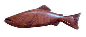 LR - Carved Wood Fish Wall Decor - R. Marshall Signed 2009