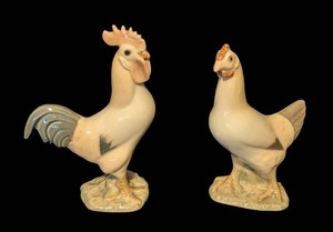 LR - Vintage Bing & Grndahl Danish Porcelain Rooster & Hen Figurines - Nos. 2192 & 2193, Designed by Svend Jespersen