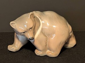 LR - Vintage Royal Copenhagen Walking Brown Bear Porcelain Figurine #2841