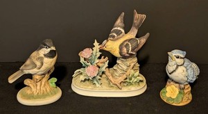LR - Porcelain Bird Figurines - Andrea Sadek Blue Jay 6350 & Gold Finch 7130 (Lot of 3)