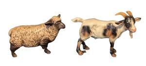 LR - Vintage Farm Animal Figurines - Napco Sheep & Goat Pair