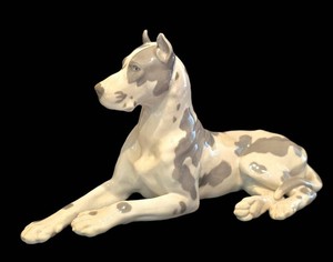 SR - Vintage Bing & Grndahl (B&G) Denmark Porcelain Harlequin Great Dane Figurine - #1773