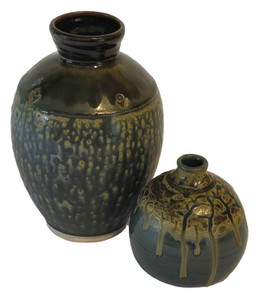 SR - Lot of 2 Studio Art Pottery Vases - Includes Signed Royce Yoder Large Stoneware Vase