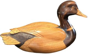 SR - Vintage Wooden Duck Sculpture - Marv Meyer 1990 #131