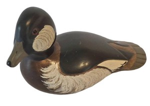 SR - Vintage 1985 K. Eshleman Hand-Carved Bufflehead Hen Decoy - The Wooden Bird Factory
