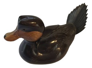 SR - Vintage Wood Carved Ruddy Duck Sculpture - Marv Meyer 1989 #14