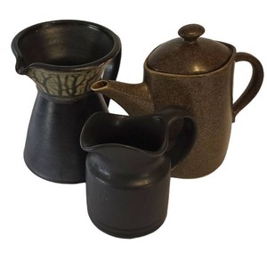 SR - Pottery Pitchers - Signed, Patterned & Lidded including a Pottery Pitcher by James Loso