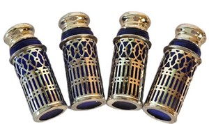 SR - Vintage Cobalt Glass Salt & Pepper Shakers (Lot of 4)