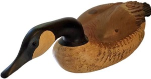 SR - Carved Wooden Goose - Signed Jim S.