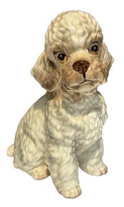 SR - Vintage Shafford Seated Ceramic Poodle Dog Figurine