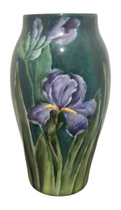 SR - Antique T&V Limoges Art Nouveau Porcelain Iris Vase, c. 1892-1907