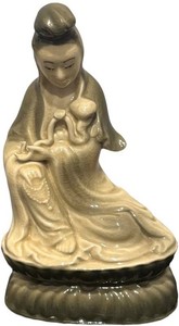 SR - Vintage Buddhist Goddess of Compassion And Mercy Guan Yin Porcelain Figurine