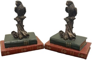 SR - Two Vintage Sculptural Parrot Bookends