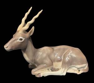 SR - Vintage Porcelain Figurine Reclining Antelope Bing & Grondahl