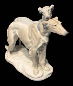 SR - Russian Sighthounds Porcelain Dog Sculpture by Karl Ens
