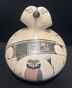 SR - Mata Ortiz Polychrome Owl Effigy Jar by Angela Corona