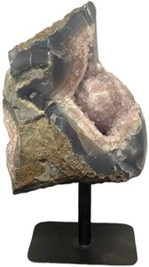 SR - Banded Druzy Crystal Geode on Stand