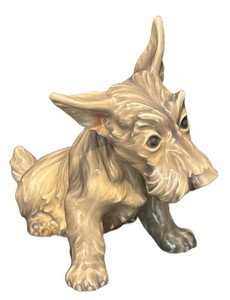SR - Vintage Dahl-Jensen Denmark Porcelain Seated Scottish Terrier Figurine - Model #1078