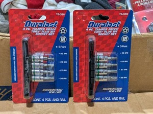 (2) NEW DURALAST 4PC TAMPER PROOF TORX PLUS BIT SOCKET SET