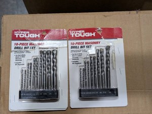 (2) NEW HYPERTOUGH 10PC MASONRY DRILL BIT SET