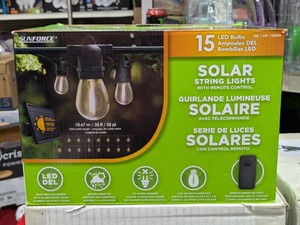NEW SUNFORCE 15 LED BULB SOLAR STRING LIGHTS WITH REMOTE